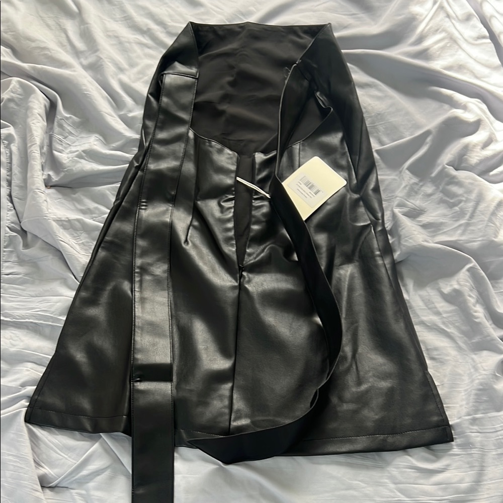 PEPPERMAYO black leather strapless mini dress size 0 NWT - Picture 4 of 4